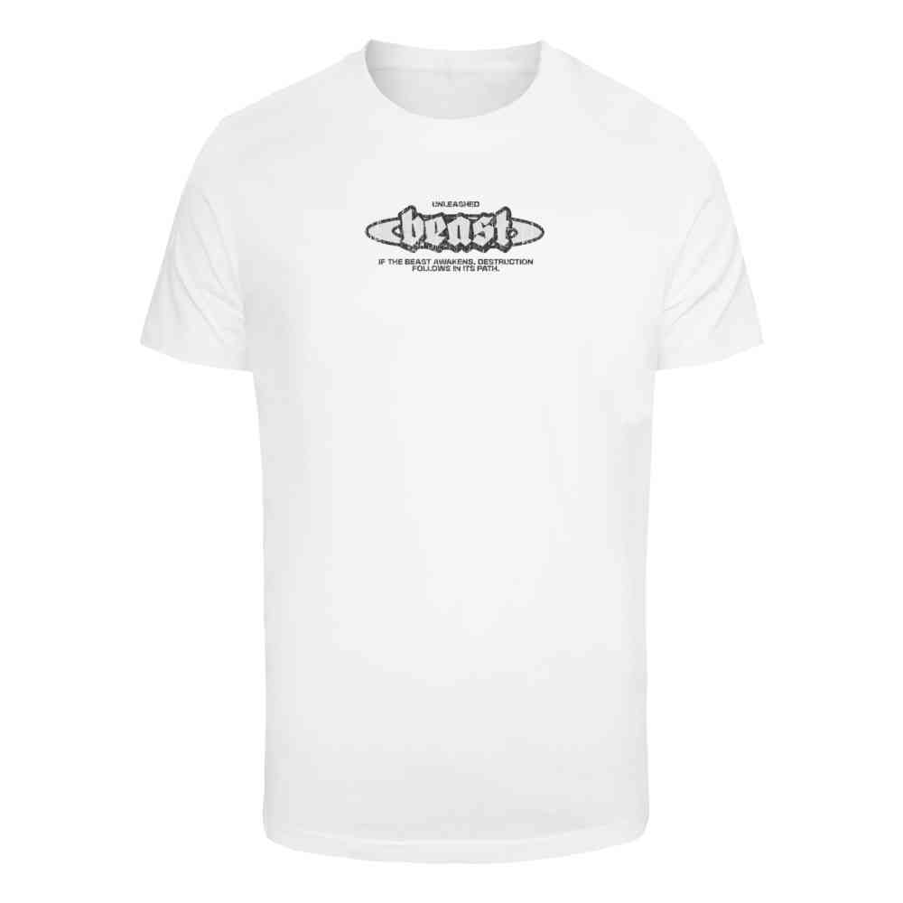 Mister Tee - Unleashed Beast Wording Heren Tshirt - Wit